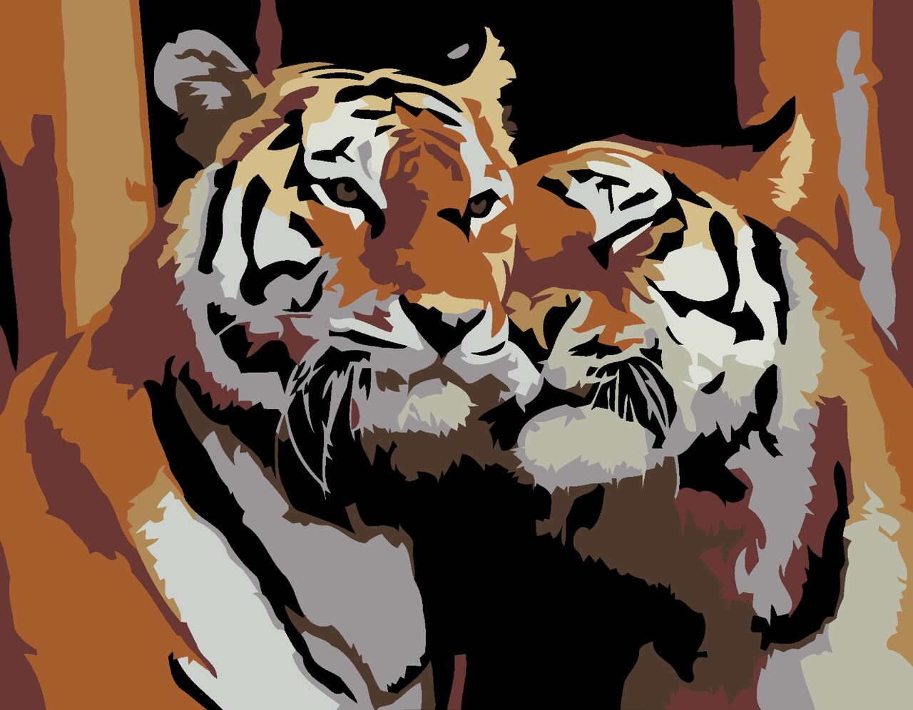 Artwille DIY Paint by Numbers for Adults and Kids, Acrylic Painting Kit - "Tigers in Love", 13.8 x 17.7 in